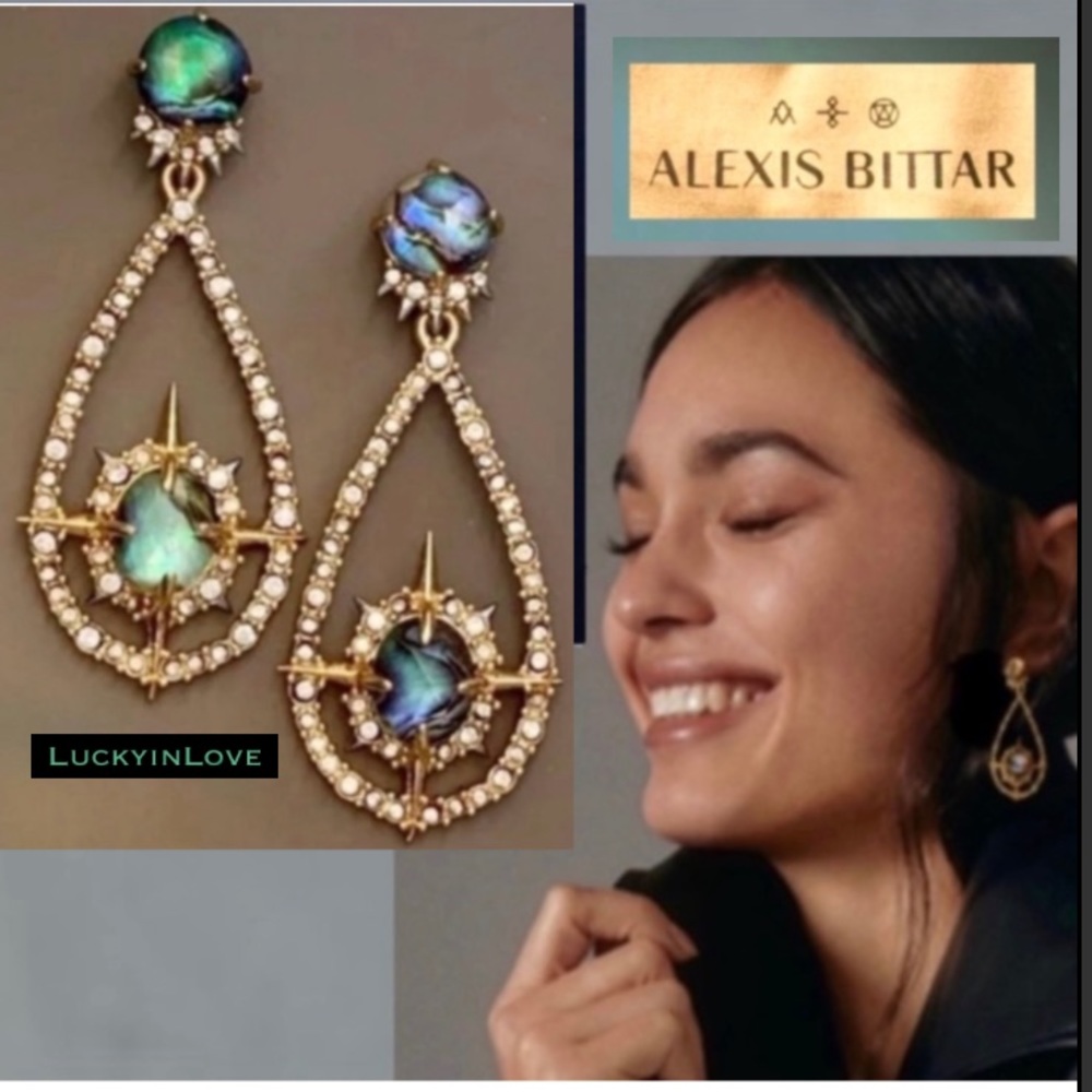 ALEXIS BITTAR NEW Miss Havisham Crystal Orbiting Doublet Teardrop Drop Earrings - Picture 1 of 12